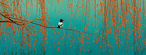 Bird in the falling light | dreaming behind a veil of leaves