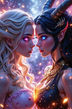 LYSENYA AND VESMYRA – Sexy Anime Engel und Dämonin sehen sich in die Augen