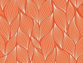 Impression d'art orange brûlé &amp ; blanc motif abstrait de feuilles