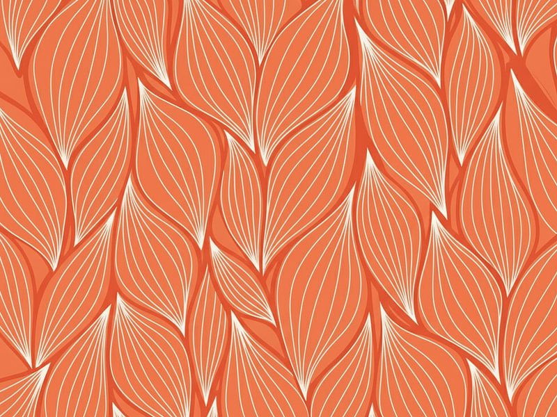 Impression d'art orange brûlé &amp;amp ; blanc motif abstrait de feuilles par Artistic