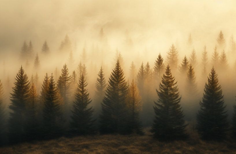 Gouden herfstochtend van bovenaf van fernlichtsicht