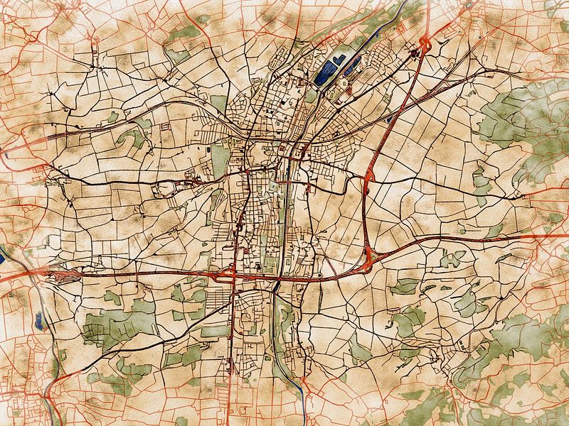 Map of Sankt Pölten with the style 'Serene Summer' by Maporia