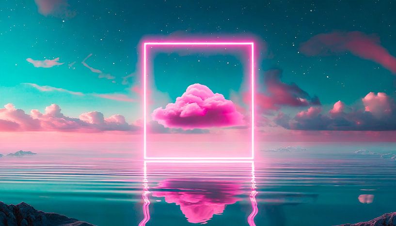 Pinke Wolke mit Neon Licht von Mustafa Kurnaz