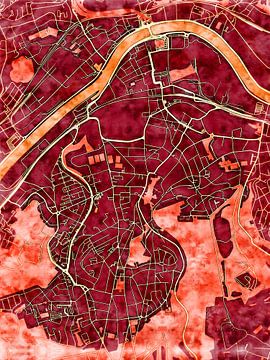 Map of Seraing with the style 'Amber Autumn' by Maporia