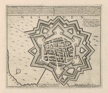 Old map of Naarden from around 1720 by Gert Hilbink