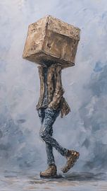 Surreale Illustration einer zerbrochenen Spielzeugfigur, die Farbe vergießt – emotionale, düstere Konzeptkunst von Aden Pink Studio