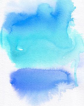 Aquarelle abstraite colorée dans des couleurs bleues. sur Dina Dankers