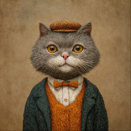 portret van kat met hoed