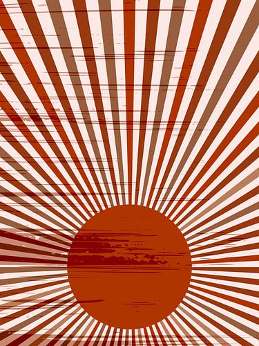 Art rétro minimal en terre cuite. Coucher de soleil.