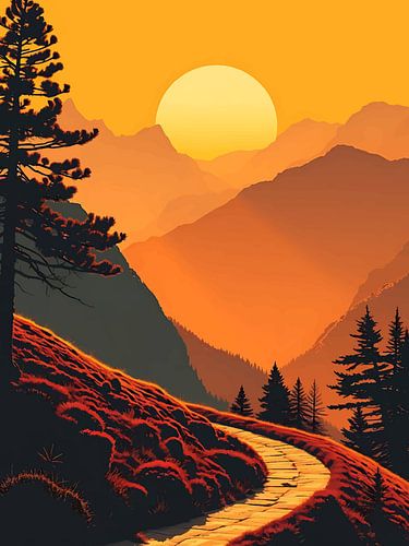 Route du coucher de soleil dans le canyon