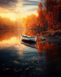 Boot im Herbst auf dem See
