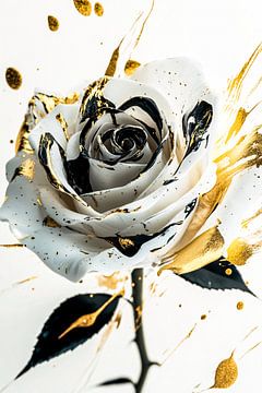 Luxe witte roos met gouden details van Art & Soul Creations