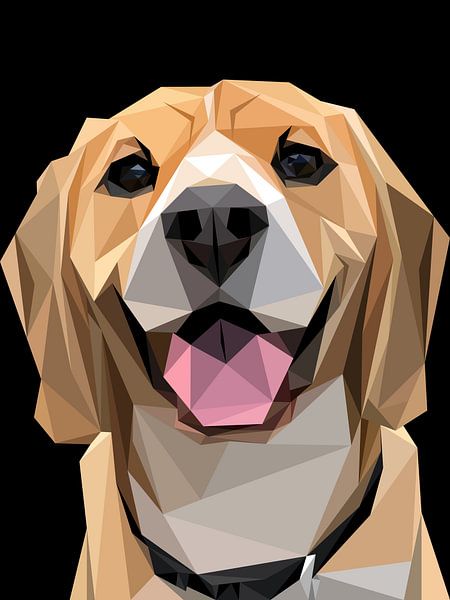 Abstract Brown Dog Tongue Out Low Poly by Yoga Art 15