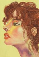 Golden glow expressive crayon portrait
