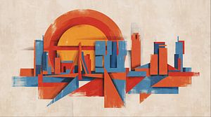 Die Skyline von Rotterdam in gemalter Geometrie