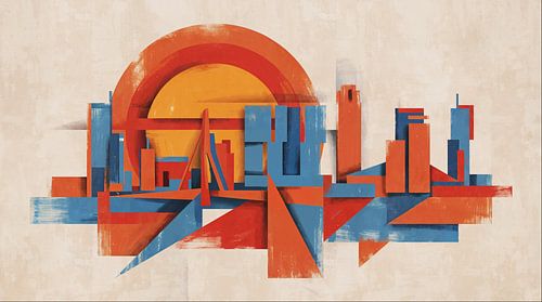 The Rotterdam Skyline in Painted Geometry by Arjen Roos