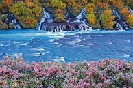 Hraunfossar Wasserfall Island von Miranda Bos Miniaturansicht
