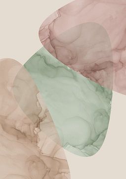 Collage van aquarel vormen met marmerlook van A new language