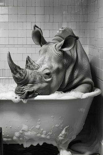 Rhinoceros in the bathtub - A unique bathroom picture for your WC