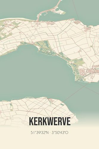 Vintage landkaart van Kerkwerve (Zeeland)
