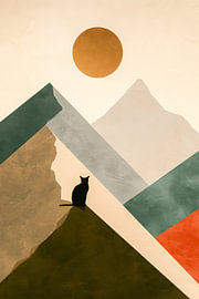 Un chat sur la montagne au coucher du soleil sur Thea