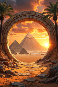 Fantasy Pharao Art Wandbild: STERNENTOR - Das Tor zu den Pyramiden von Ägypten