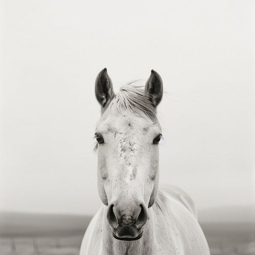 Paard in zwart-wit