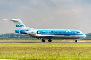 A Fokker 70 of the KLM has just landed on the Polderbaan. by Jaap van den Berg