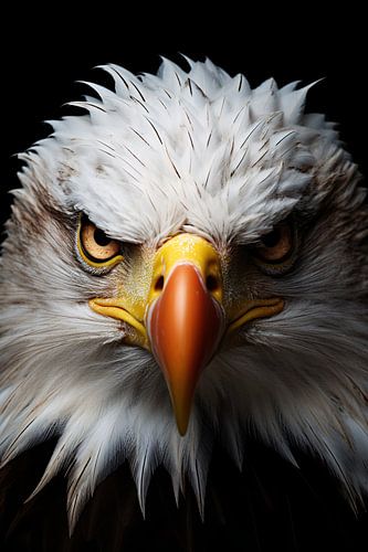 Minimalist bird portrait in black and white