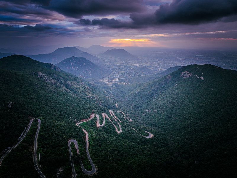 Scenic Mountain Road at Sunset – A Journey into Nature by Madan Raj Rajagopal