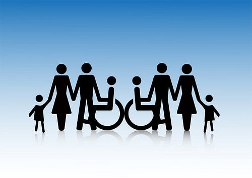 Family together on a blue background