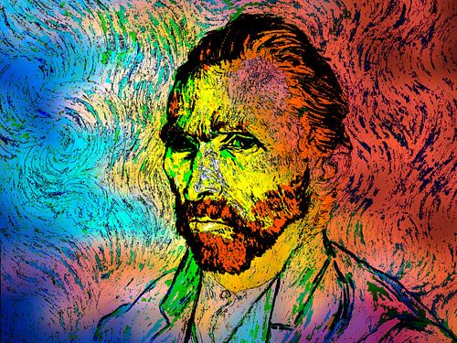 Zelf Portret 1889 Vincent van Gogh (Musée d'Orsay) Abstract, Kleurrijk, Digital Art