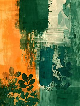 Oranje Groen Botanisch Abstract van Gypsy Galleria