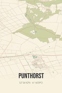 Vintage landkaart van Punthorst (Overijssel) van Rezona