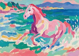 Cheval rose dans les vagues sur Niklas Maximilian