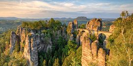 Bastei in Saxon Switzerland Panorama by Michael Valjak