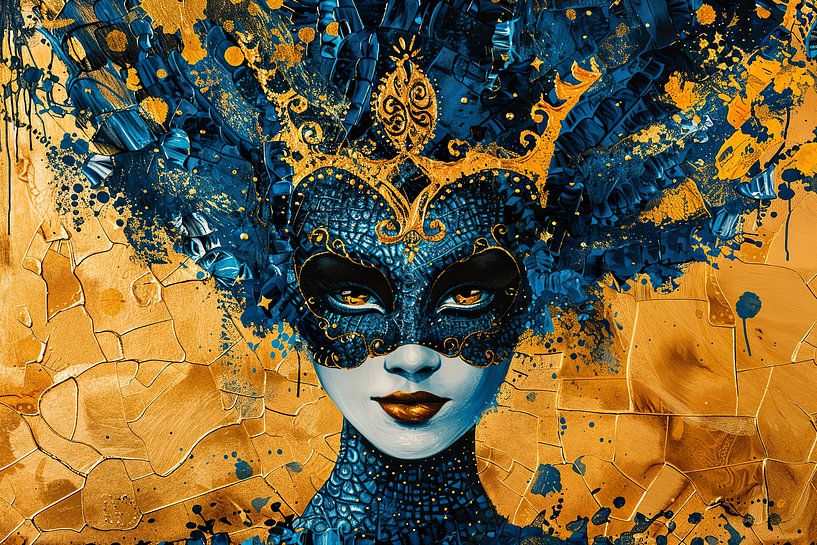 Woman Mask Gold | Azure Masquerade by Art Whims
