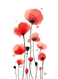 Aquarell Tanzender Mohn von Danny van Eldik - Perfect Pixel Design