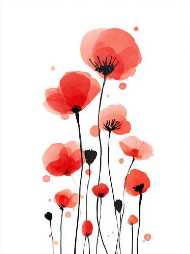 Aquarel Dansende Klaproos