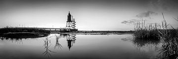 Lighthouse on the North Sea in black and white by Manfred Voss, Black-White Photography