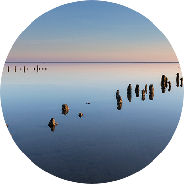 Paaltjes in de Waddenzee bij eb - Natuurlijk Wadden van Anja Brouwer Fotografie