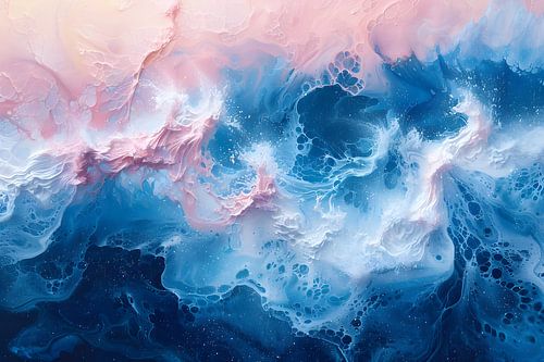 Roze Schilderij | Schilderij Blauw | Groot Schilderij Woonkamer