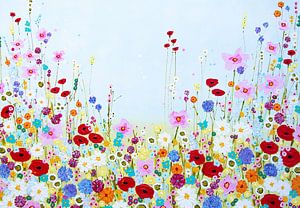 Peinture d'un champ de fleurs sur Bianca ter Riet
