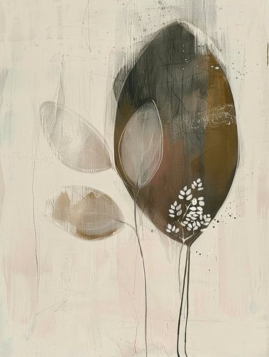 Botanisch abstract in aardetinten, Japandi stijl