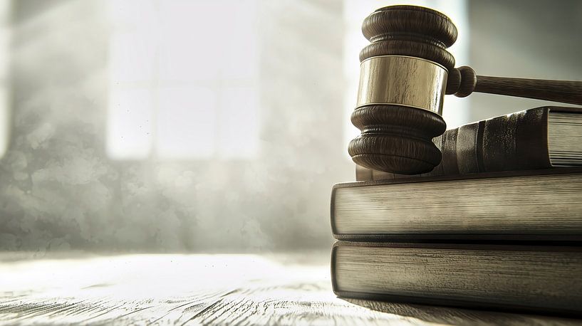 Richterhammer auf Gesetzesbüchern von Frank Heinz