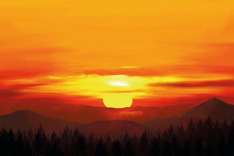 Sun behind mountains by Tanja Udelhofen
