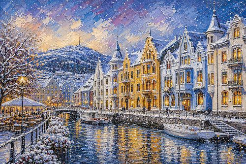 Ålesund in Noorwegen schilderij.