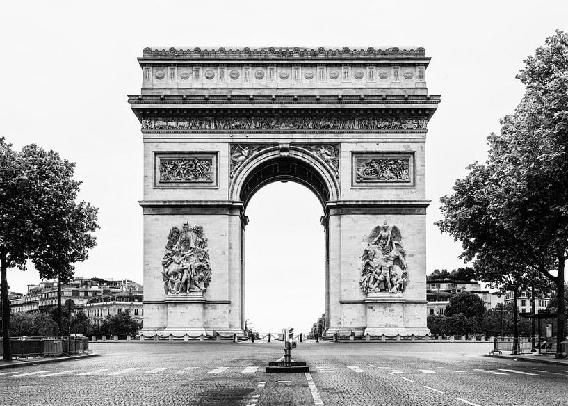 Nageslacht Mount Bank Aftrekken Arc de Triomphe, Parijs, Frankrijk/ zwart-wit van Lorena Cirstea op canvas,  behang en meer