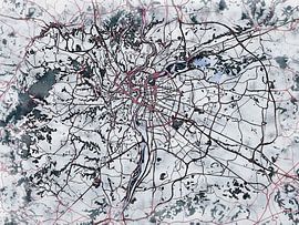Carte de Lyon metropole avec le style 'White Winter' sur Maporia