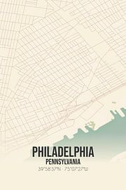 Carte ancienne de Philadelphie (Pennsylvanie), Etats-Unis. sur Affiches de lieux